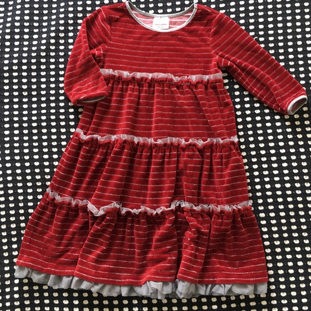 Hanna Andersson Red Velour Party Dress 110